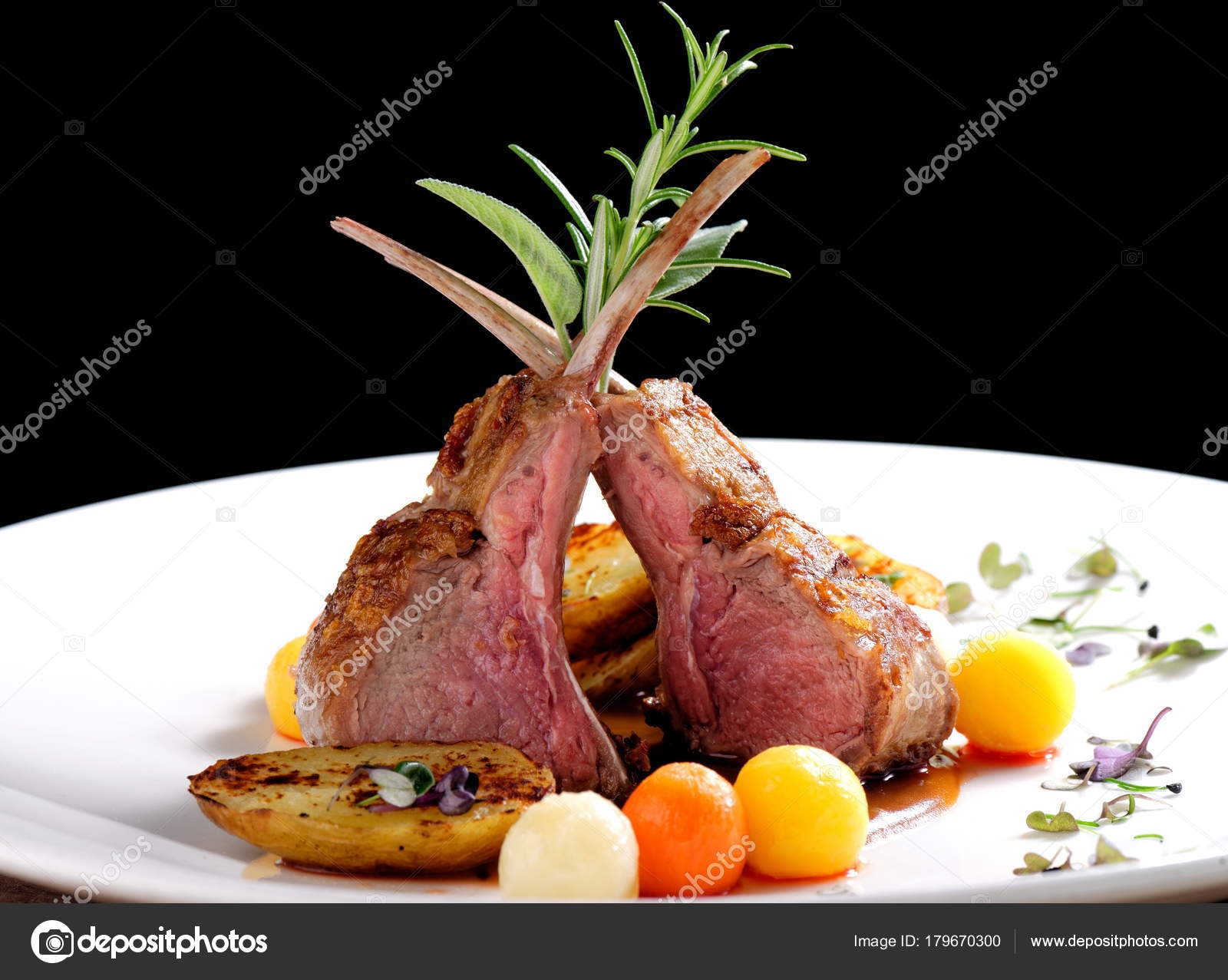 Fine dining, roasted Lamb chops with potato Stock Photo by ©vision.si