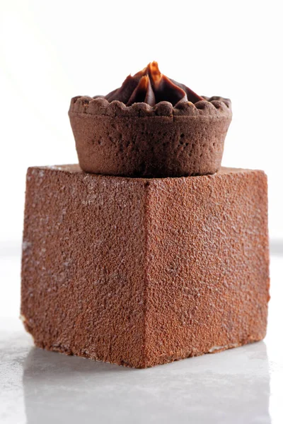 Refeições Finas Bolo Mignon Gourmet Chocolate Francês — Fotografia de Stock