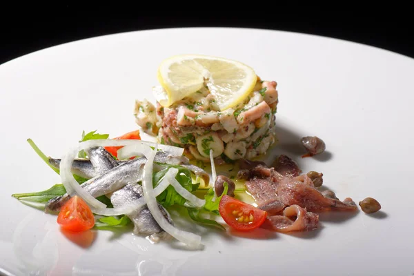 Ançüezli Ahtapot Salatalı Güzel Deniz Ürünleri Aperatifleri — Stok fotoğraf