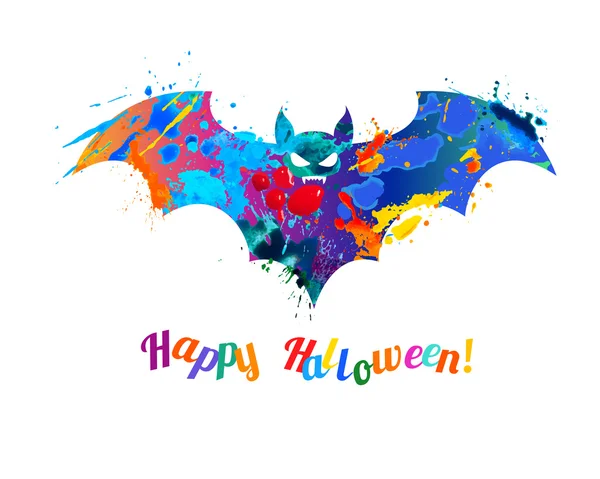 Happy halloween-kort med bat — Stock vektor