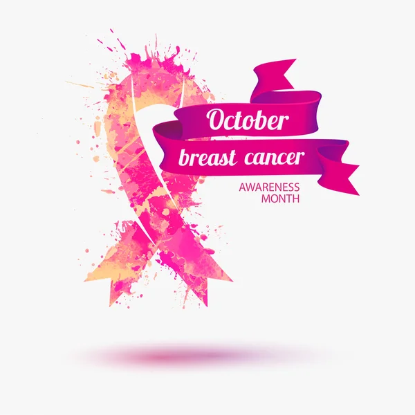 Október - breast cancer awareness hónap — Stock Vector