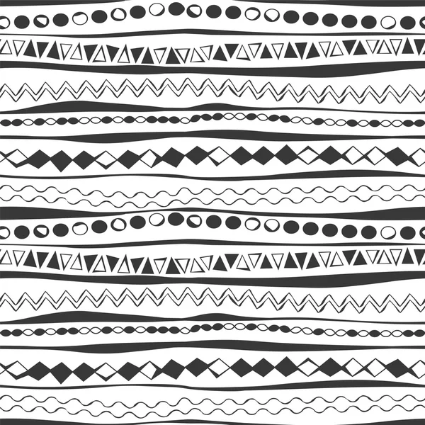 Padrão sem costura étnica simples para tecido, preto e branco — Vetor de Stock