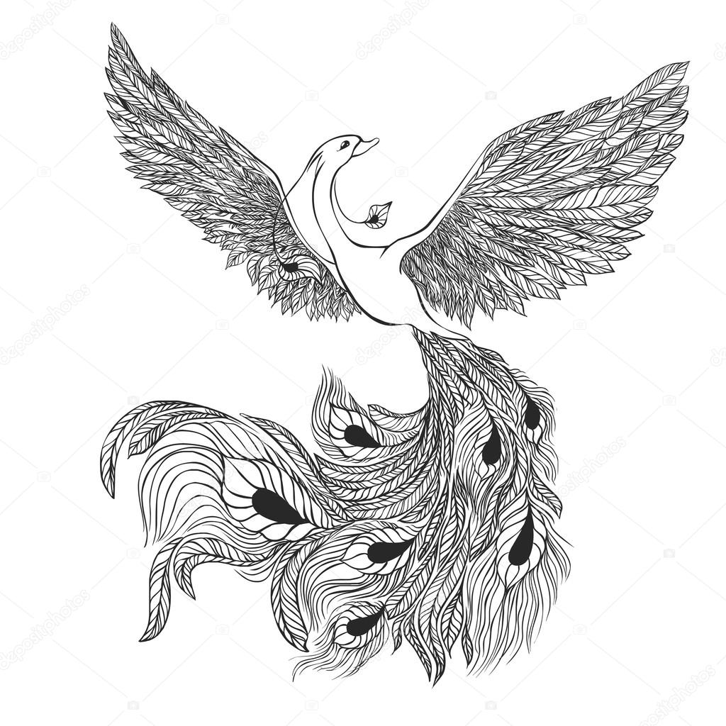 Bianco e nero Illustrazione per un tatuaggio — Vettoriale Stock