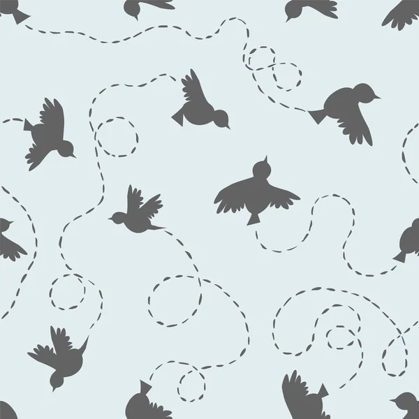 Seamless pattern - birds with traces — ストックベクタ