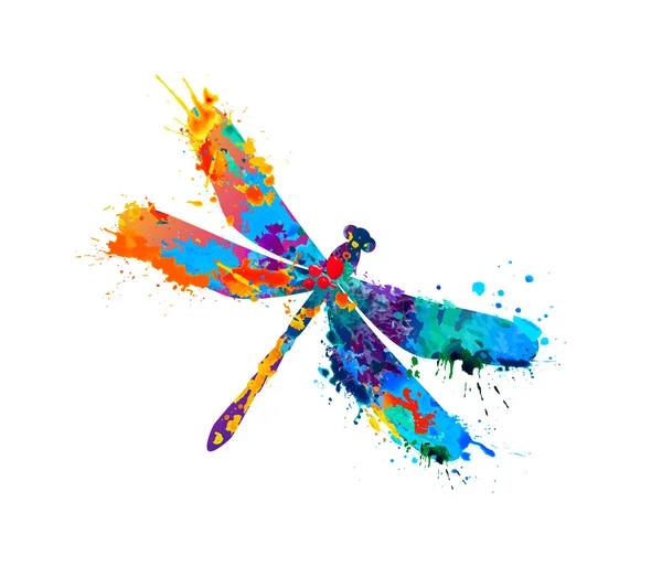 Dragonfly of splash paint — ストックベクタ