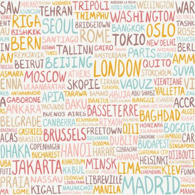 Dikişsiz desen - en büyük dünya şehirler. Başkentleri arka plan
