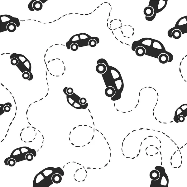 Seamless pattern - cars. Black on white — Stock Vector