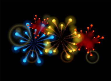  gökyüzü siyah arka plan üzerinde renkli havai fişek