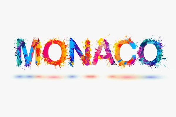 Monaco. Mot de lettres de peinture éclaboussure — Image vectorielle