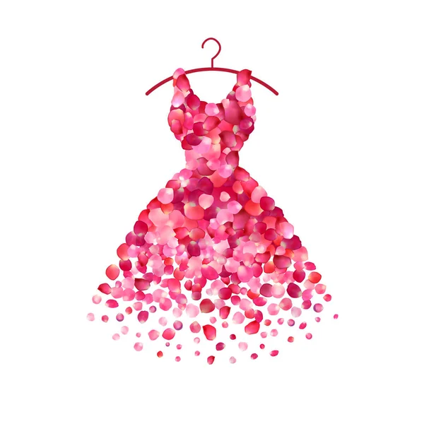 Kleid aus rosa Rosenblättern — Stockvektor