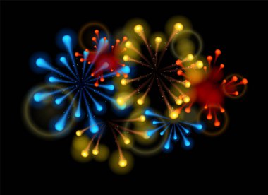  Siyah arkaplanda renkli havai fişekler