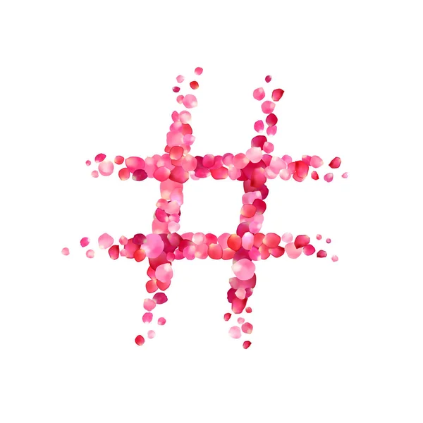Hashtag projevem růžovou růží — Stockový vektor