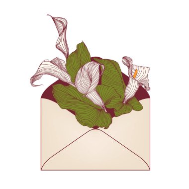 Zarf calla çiçekli