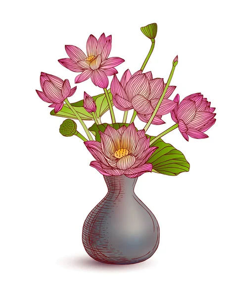 Florero con flores — Vector de stock