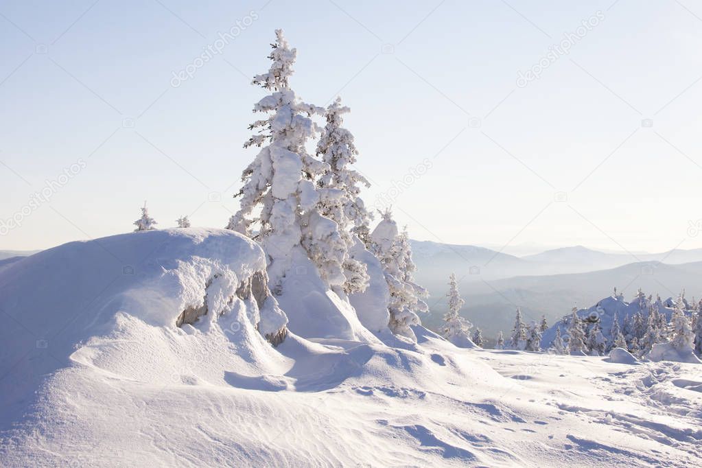 Mountain range Zyuratkul, winter landscape. 