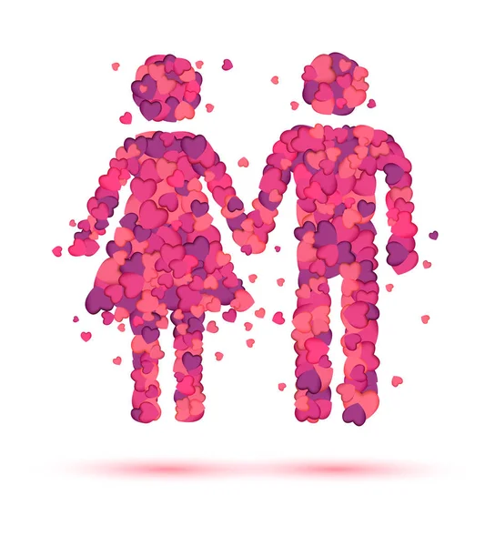 Junge und Mädchen halten Händchen. Dating-Website Logo — Stockvektor