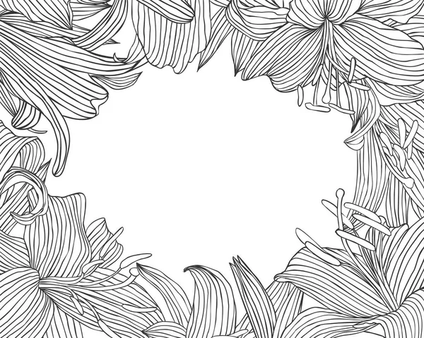 Bingkai bunga lili linier - Stok Vektor