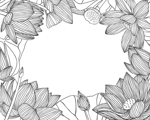 線形の蓮の花の花のフレーム — ストックベクタ