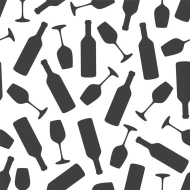 Dikişsiz desen - Şarap kadehi ve şişe