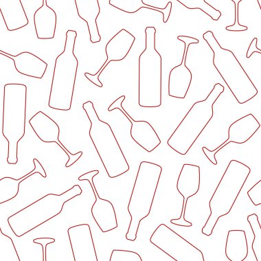 Dikişsiz desen - Şarap kadehi ve şişe