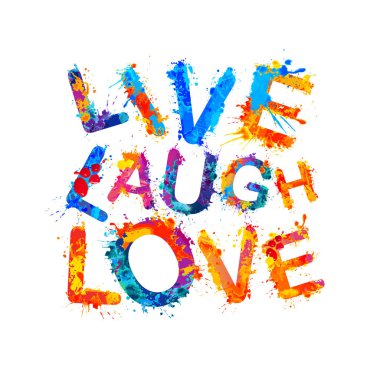 Yaşamak. Gül. Seviyorum. Vektör splash boya