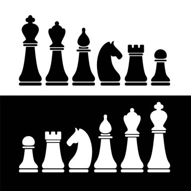 Satranç düz rakamlar vektör set. 