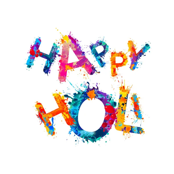 Happy Holi! Tęcza opryskać farby — Wektor stockowy