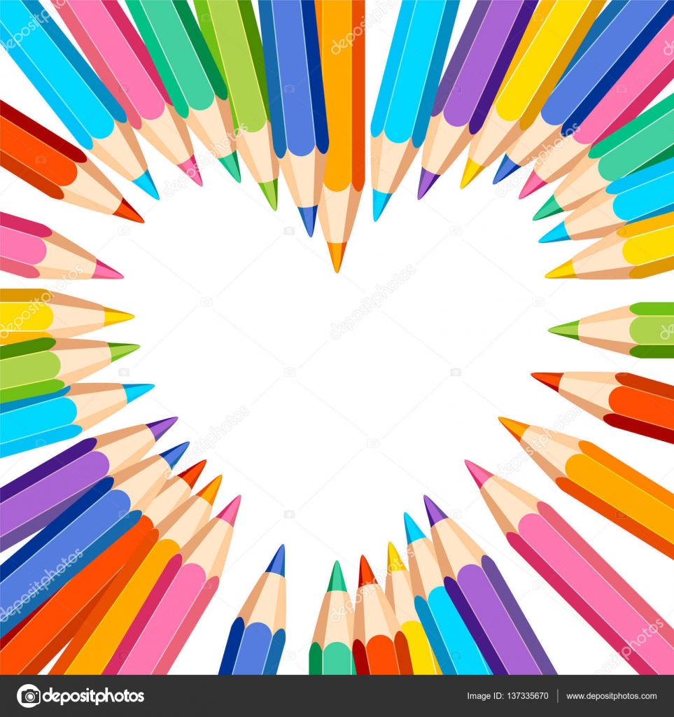 Cornice cuore di matite colorate su sfondo wite — Vettoriali Stock Cornice cuore di matite colorate su sfondo wite — Vettoriale Stock