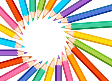 Kalemler - daire çerçeve ile beyaz arka plan