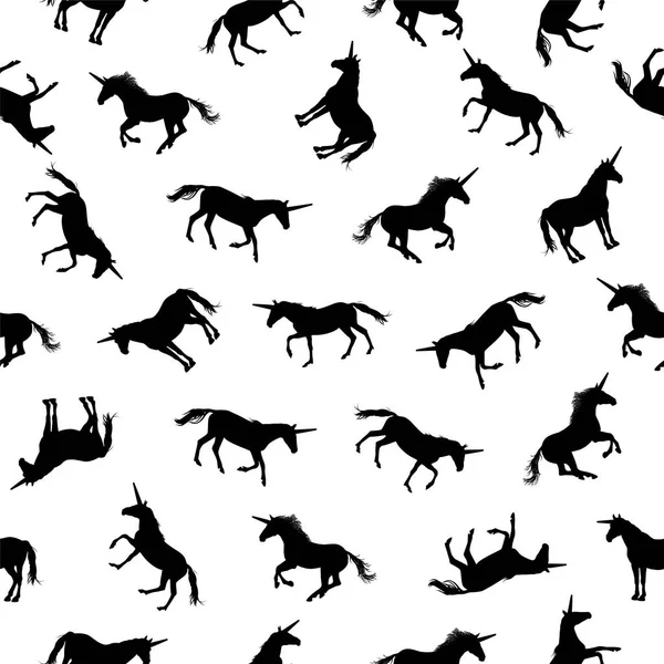 Seamless pattern. Silhouettes of unicorn — Stock Vector