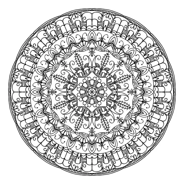 Linear mandala black on white — Stock Vector