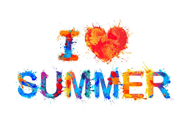 J'adore l'été, inscription peinture éclaboussure — Image vectorielle