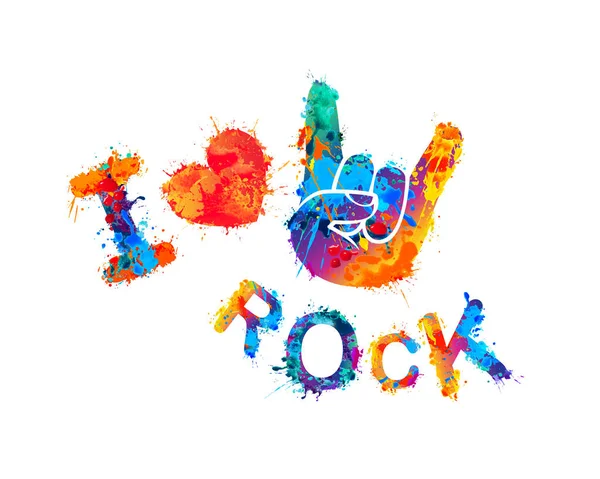 Én szeretem a rock. Jele a szarvak — Stock Vector