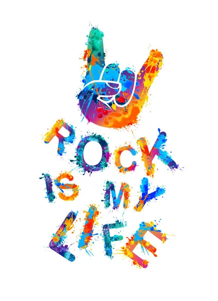 Rock is my life. Sign of the horns Vector Graphics