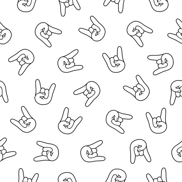 Seamless pattern - Rock. Hand sign — Stock Vector