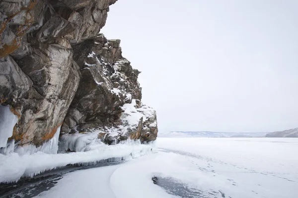 Baikal Lake shore, winter landscape — Stock Photo, Image