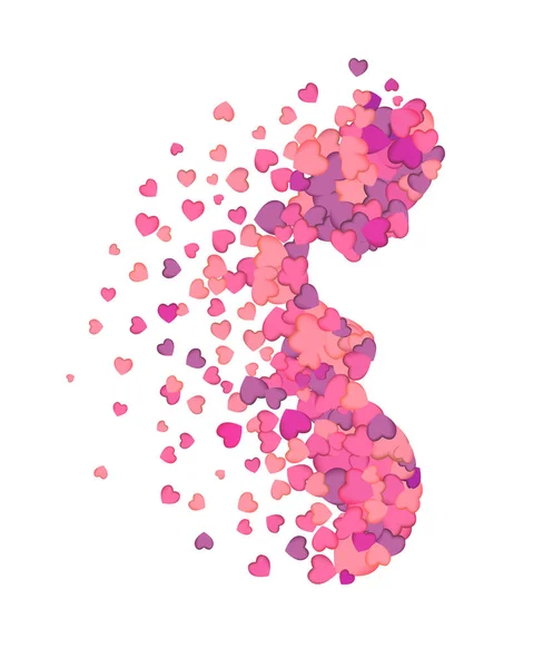 Profil der schwangeren Frau der Herzen — Stockvektor