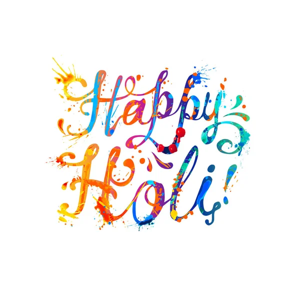 Happy Holi! Úvodní barvou nápis — Stockový vektor