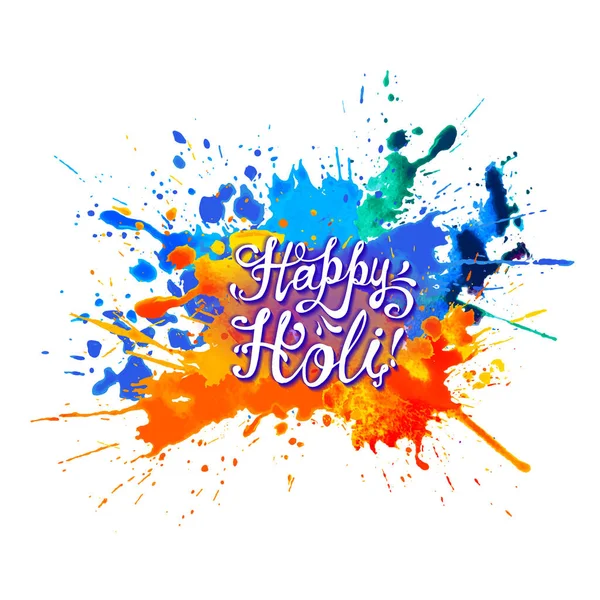 Happy Holi! Tęcza opryskać farby. — Wektor stockowy