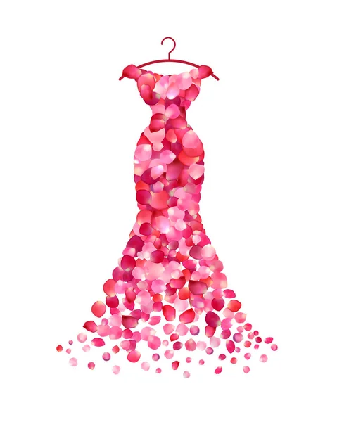 Vestido de pétalos de rosa rosa. Icono del vector — Vector de stock