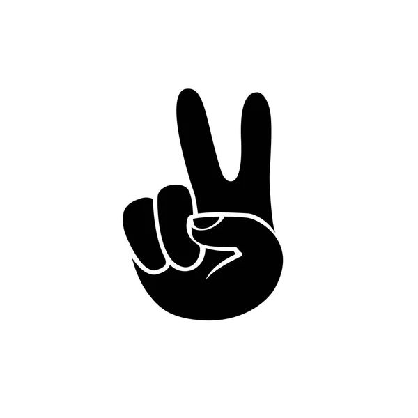 Symbol ruky míru. Černá na bílé ikony — Stockový vektor