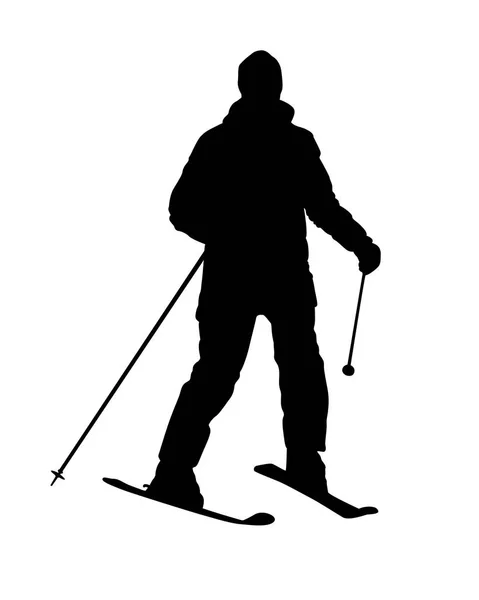 Silhouette des Skifahrers — Stockvektor