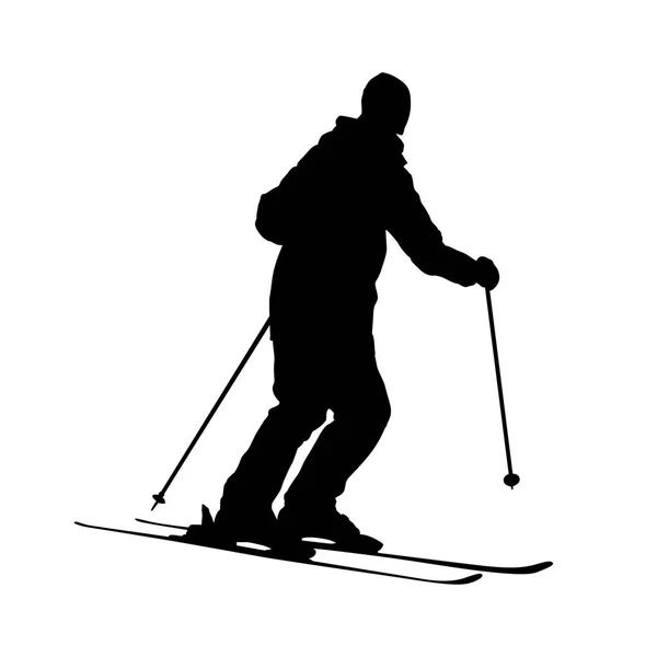 Silhouette dell'uomo dello sci . — Vettoriale Stock