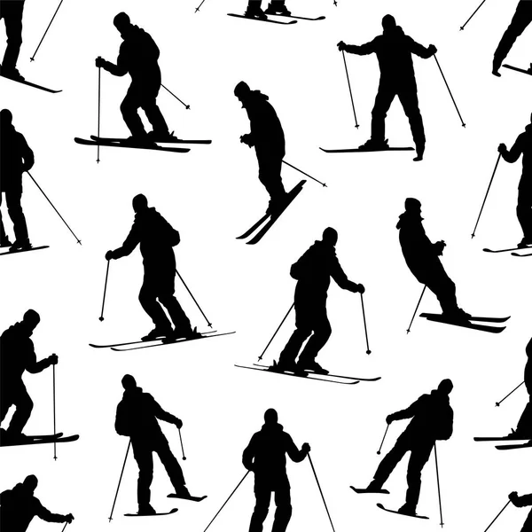 Motif vectoriel sans couture - silhouette d'un skieur — Image vectorielle