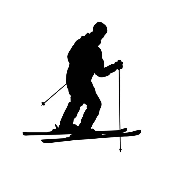 Skiën man. Zwart op wit — Stockvector