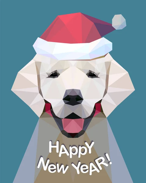 Bonne année ! Carte avec chien labrador — Image vectorielle