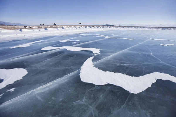 Jezero Bajkal, zima. Cape Uyuga — Stock fotografie