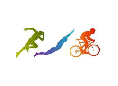 Triatlon vektör siluetleri set. 