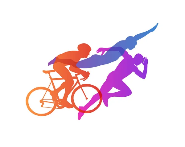 Triatlon vektor sziluettek készlet — Stock Vector