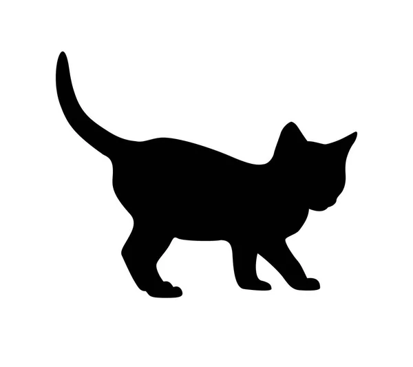 Kitten silhouet op witte backgruond — Stockvector